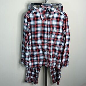 GUC J. Crew Cotton Flannel Pajama Set in Red Plaid Tartan Medium